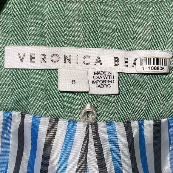 VERONICA BEARD Sage Green Beacon Herringbone Linen Dickey Blazer Size 8 - Picture 10 of 12